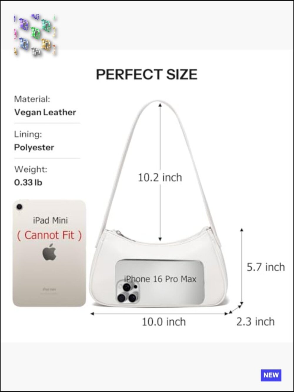 Crescent Shoulder Bag Vegan Leather Y2K Mini Purse Trendy Chic Everyday - Picture 3 of 7